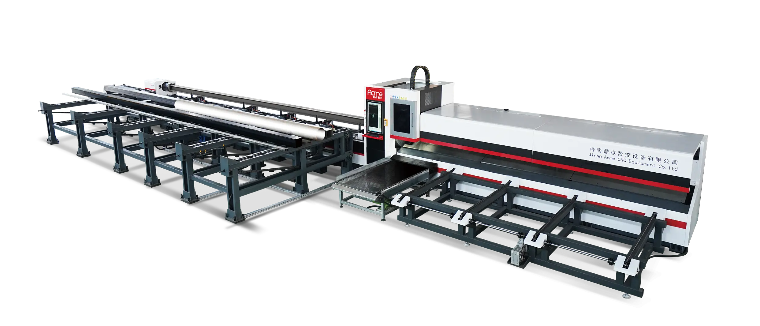 METAL TUBE CUTTING MACHINE WITH LONG MACHINE BED FOR BATCH PROCESSING